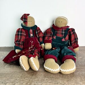Gingerbread boy and girl dolls Christmas holidays decor vintage 90’s
